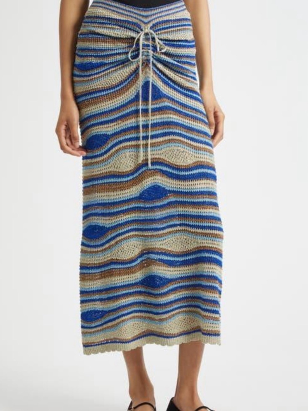 NWT Farm Rio mixed waves striped knit maxi skirt in the blues XXS - Picture 4 of 9